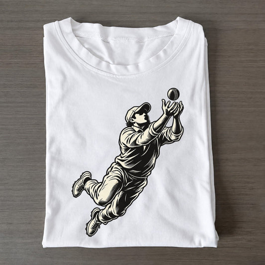 Cricket Diving Slip Catch Global Sports Ink Figures Classic T-shirt – White