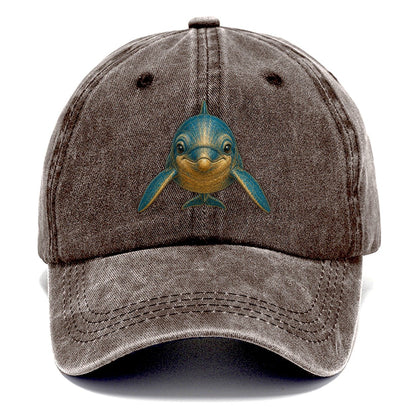 Vintage Blue and Gold Dolphin Classic Cap – Brown