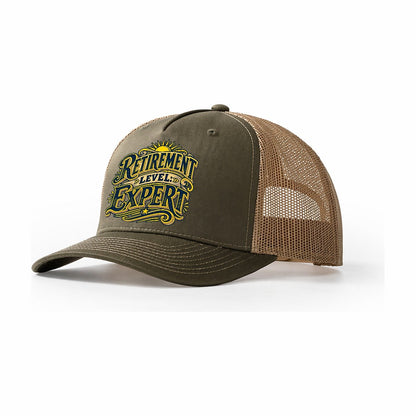 Retirement Level Expert Retired Living Trucker Hat – Olive Khaki