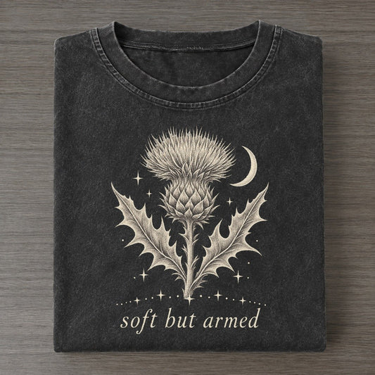 Thistle Midnight Linework Vintage T-shirt – Black