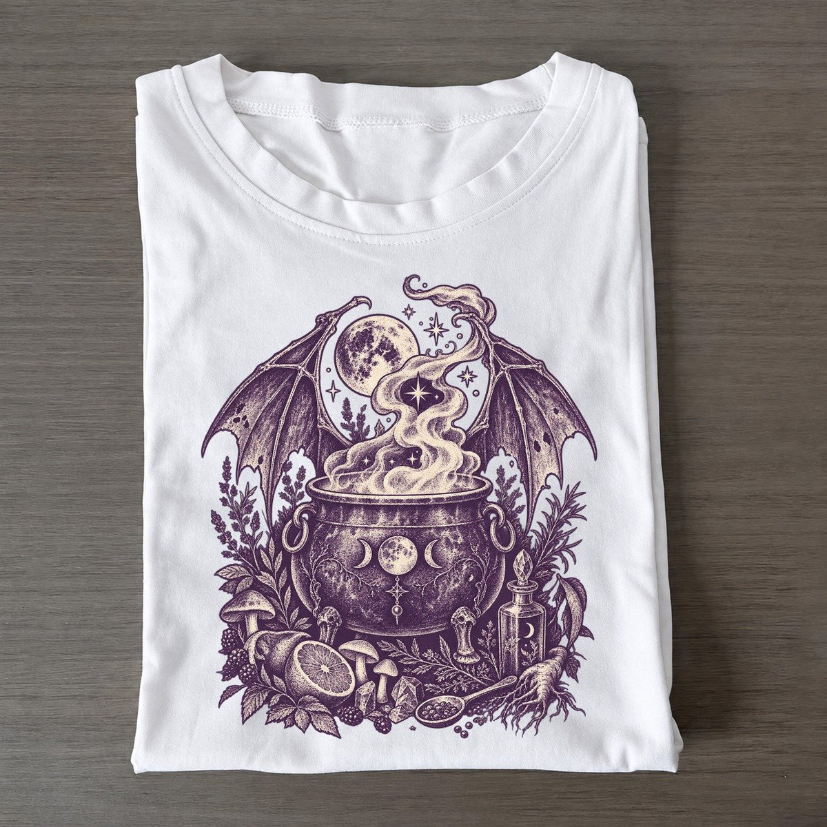 Bat Wing Cauldron Midnight Haunt Classic T-shirt – White