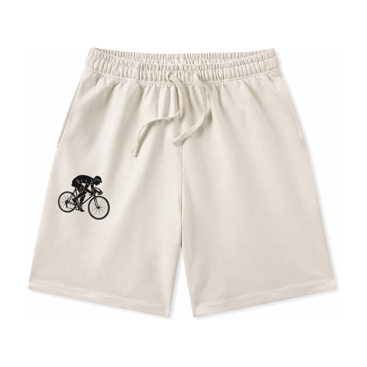 Cyclist Sprinting In Racing Position Washed Shorts – Beige