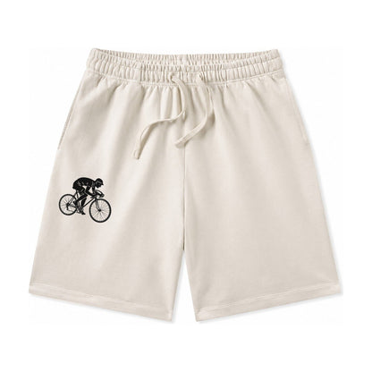 Cyclist Sprinting In Racing Position Washed Shorts – Beige