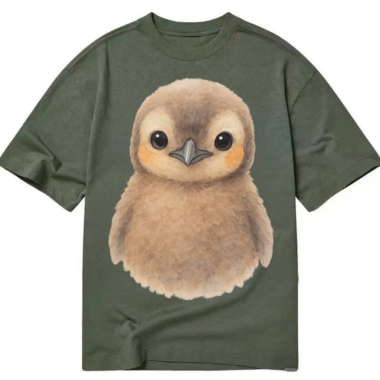 Baby King Penguin Orange Cheek Patches Fluffy Brown Large Ey Classic T-shirt – Army Green
