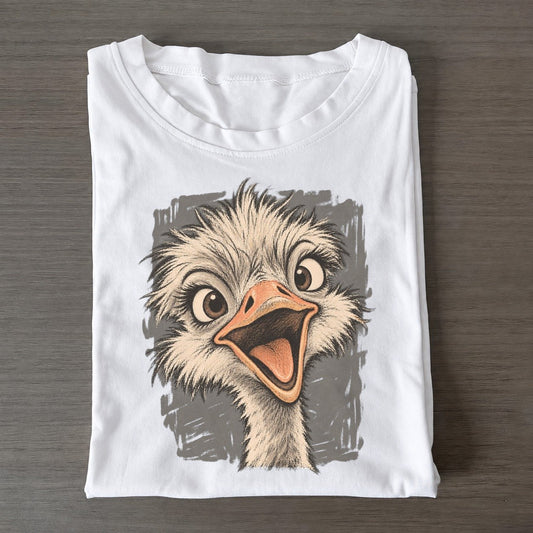 Ostrich Expressive Portrait Wild Grin Gallery Classic T-shirt – White