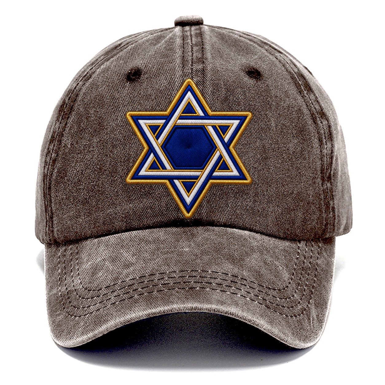 Star Of David Embroidered Patch Judaism Heritage Classic Cap – Brown