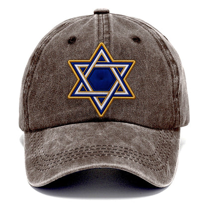 Star Of David Embroidered Patch Judaism Heritage Classic Cap – Brown