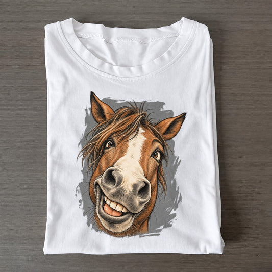 Horse Expressive Portrait Wild Grin Gallery Classic T-shirt – White