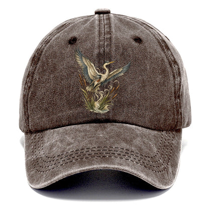 Heron Rising from Cattails Classic Cap – Brown