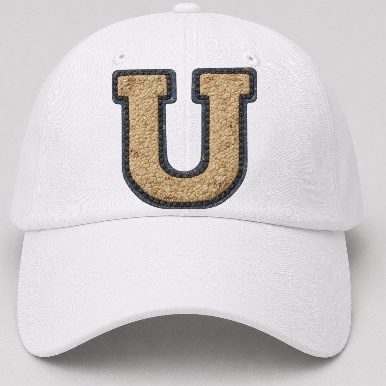 Varsity Chenille U Monogram Baseball Cap – White