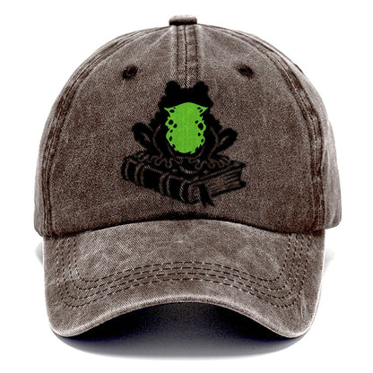 Familiar Toad On A Spellbook Witch Magic Classic Cap – Brown