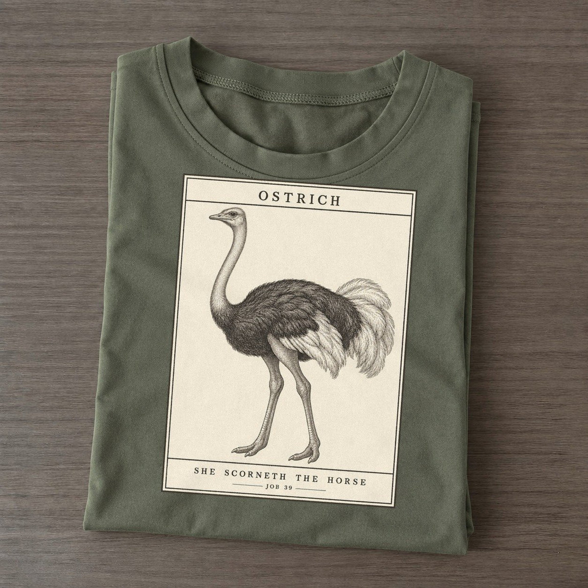 Ostrich Specimen Plate Creature Canticle Classic T-shirt – Army Green