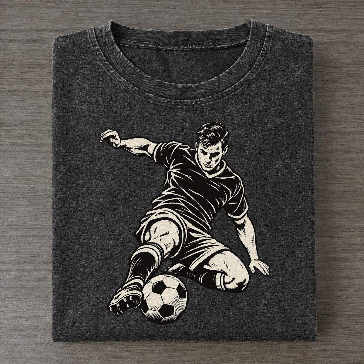 Football Slide Tackle Global Sports Ink Figures Vintage T-shirt – Black