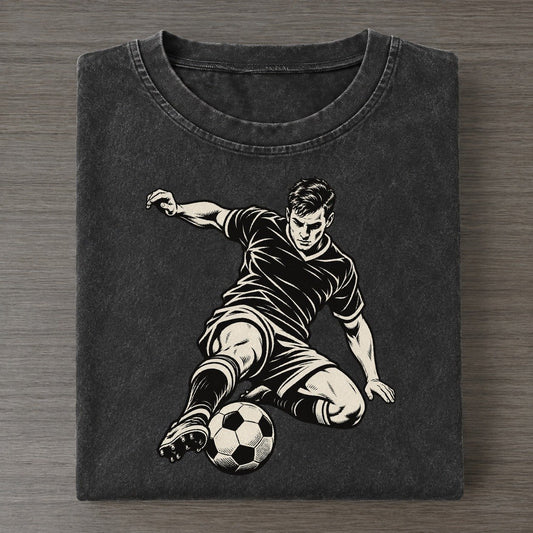 Football Slide Tackle Global Sports Ink Figures Vintage T-shirt – Black