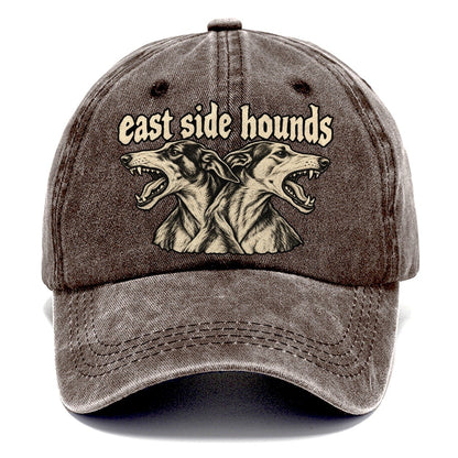 Two Lean Hound Heads Back To Back Facing Opposite Directions Bark For Me Classic Cap – Brown