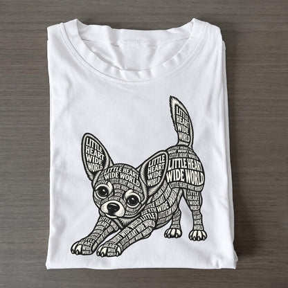Little Dog Stretch Phrase Silhouette Classic T-shirt – White