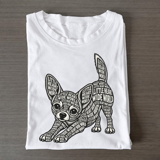 Little Dog Stretch Phrase Silhouette Classic T-shirt – White