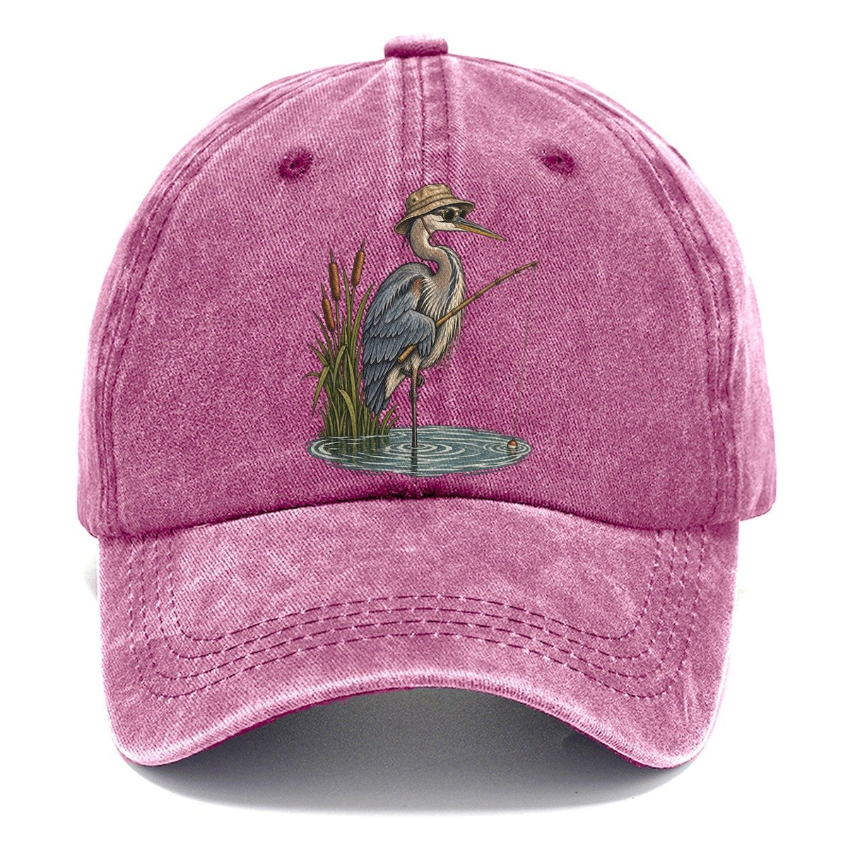 Heron Gone Fishing Slow Camp Club Classic Cap – Dusty Rose