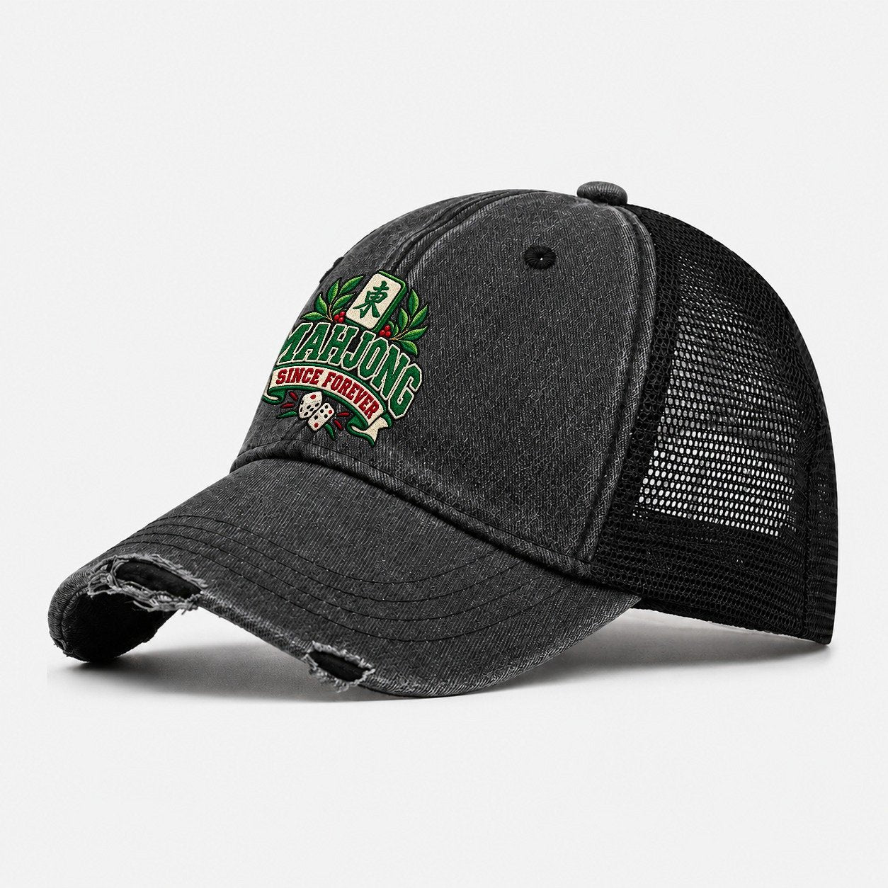 Mahjong Since Forever Mahjong Game Night Washed Trucker Hat – Black
