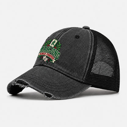 Mahjong Since Forever Mahjong Game Night Washed Trucker Hat – Black