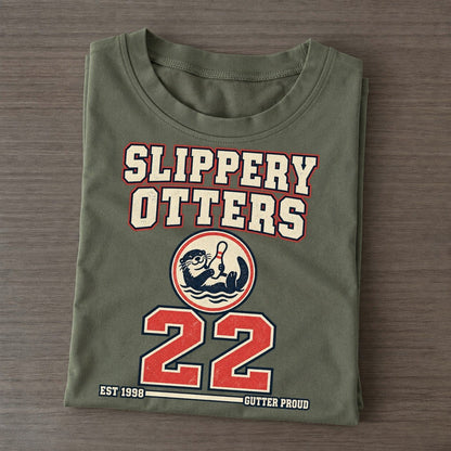 Otter Bowling Sunday Nobodies Classic T-shirt – Army Green