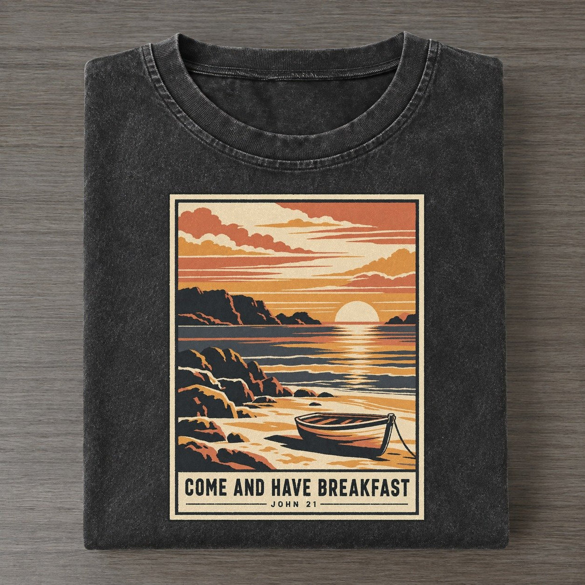 Come And Have Breakfast Given Light Vintage T-shirt – Black