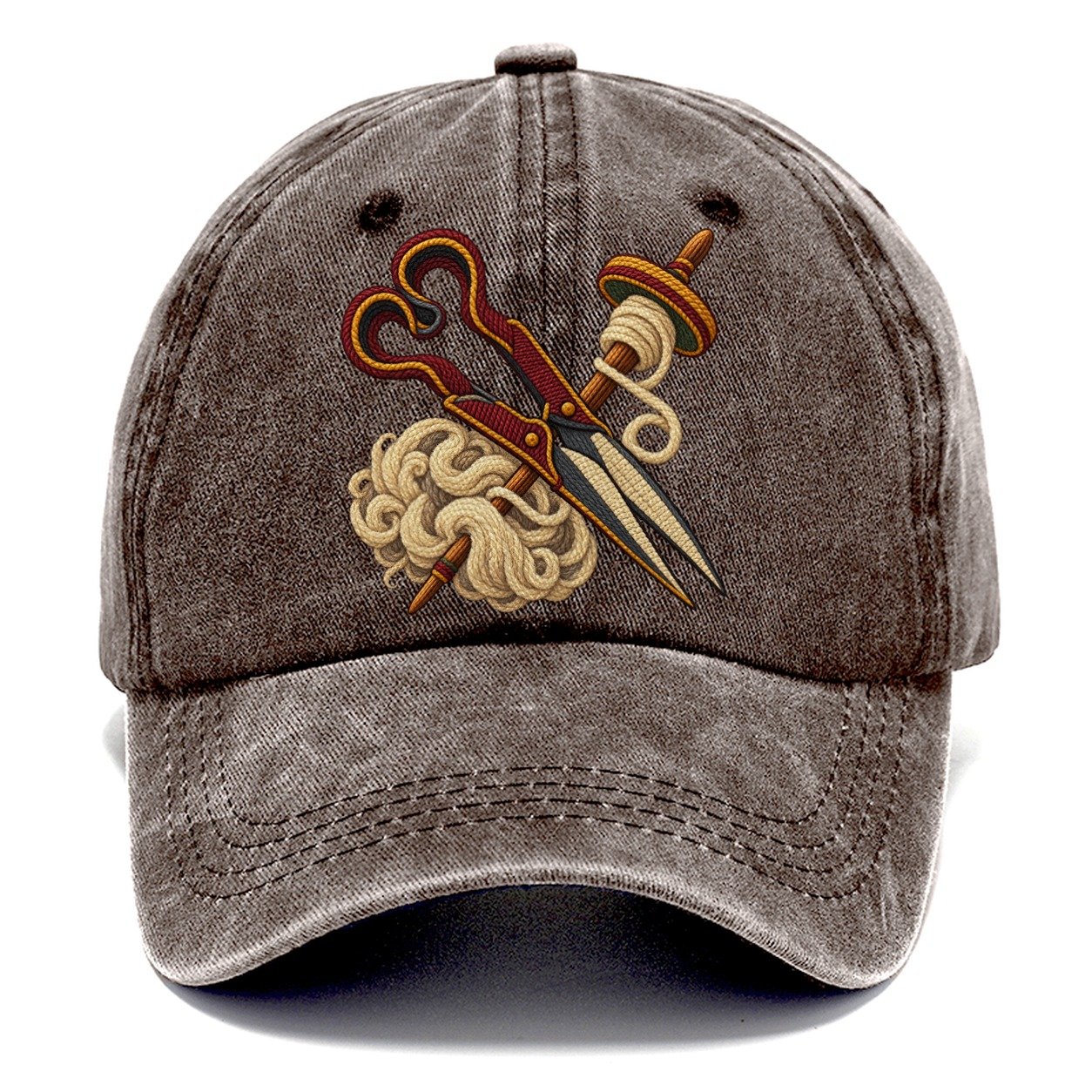 Welsh Wool Shears Spindle And Fleece Uk Culture Heritage Classic Cap – Brown