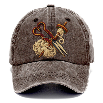 Welsh Wool Shears Spindle And Fleece Uk Culture Heritage Classic Cap – Brown