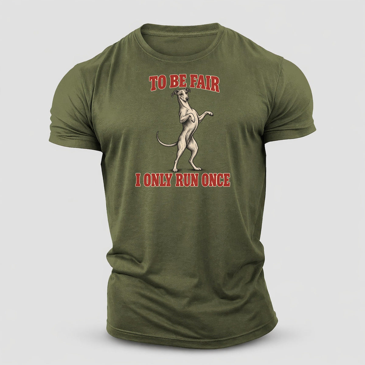 Whippet Dog Declarations Cotton T-Shirt – Army Green