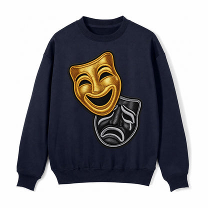 Broadway Masks Comedy Tragedy Masks In Gold And Black Theate Fleece Sweatshirt – Navy Blue