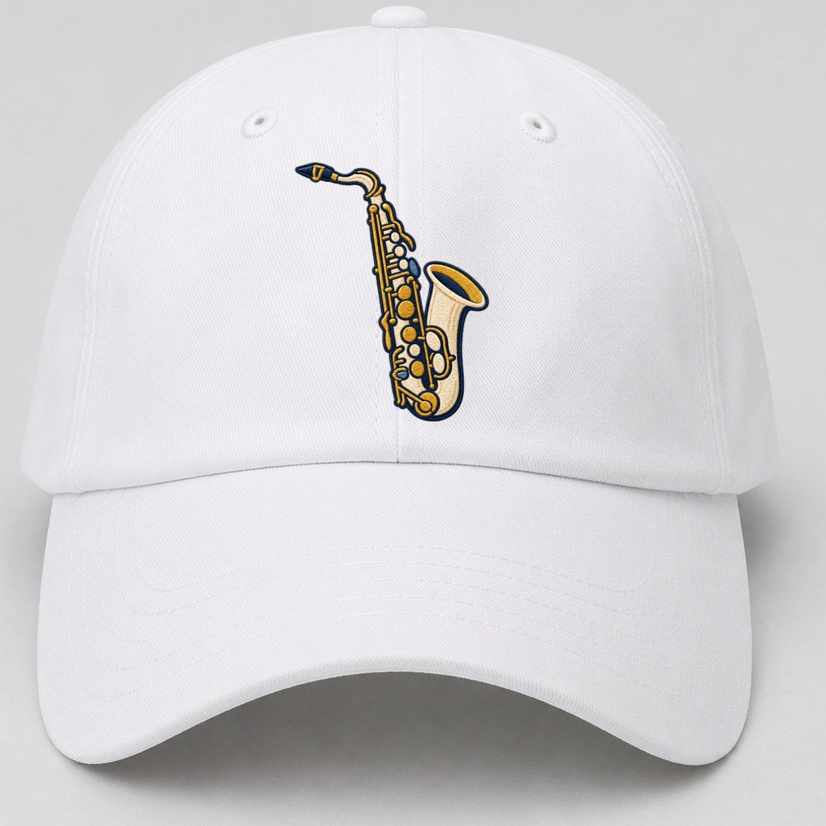 Saxophone Tiny Solo Marks Baseball Cap – White