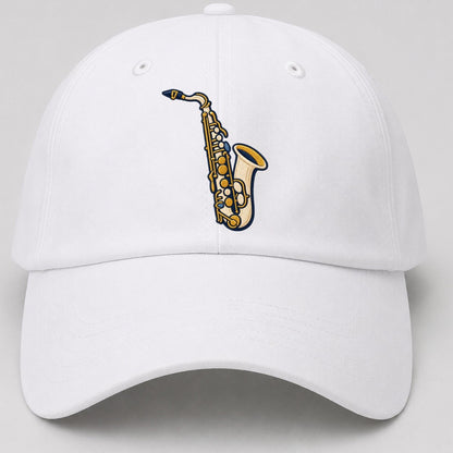 Saxophone Tiny Solo Marks Baseball Cap – White