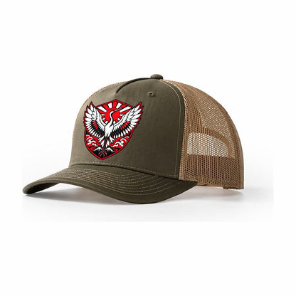 Japan Minimal Emblem Country Logos Trucker Hat – Olive Khaki