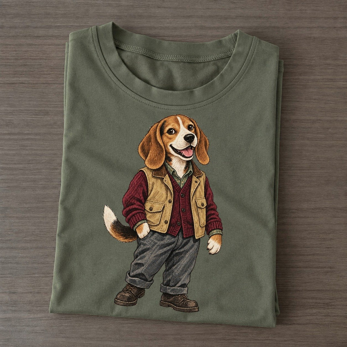 Beagle Dog Wardrobe Portrait Wild Wardrobe Portraits Classic T-shirt – Army Green
