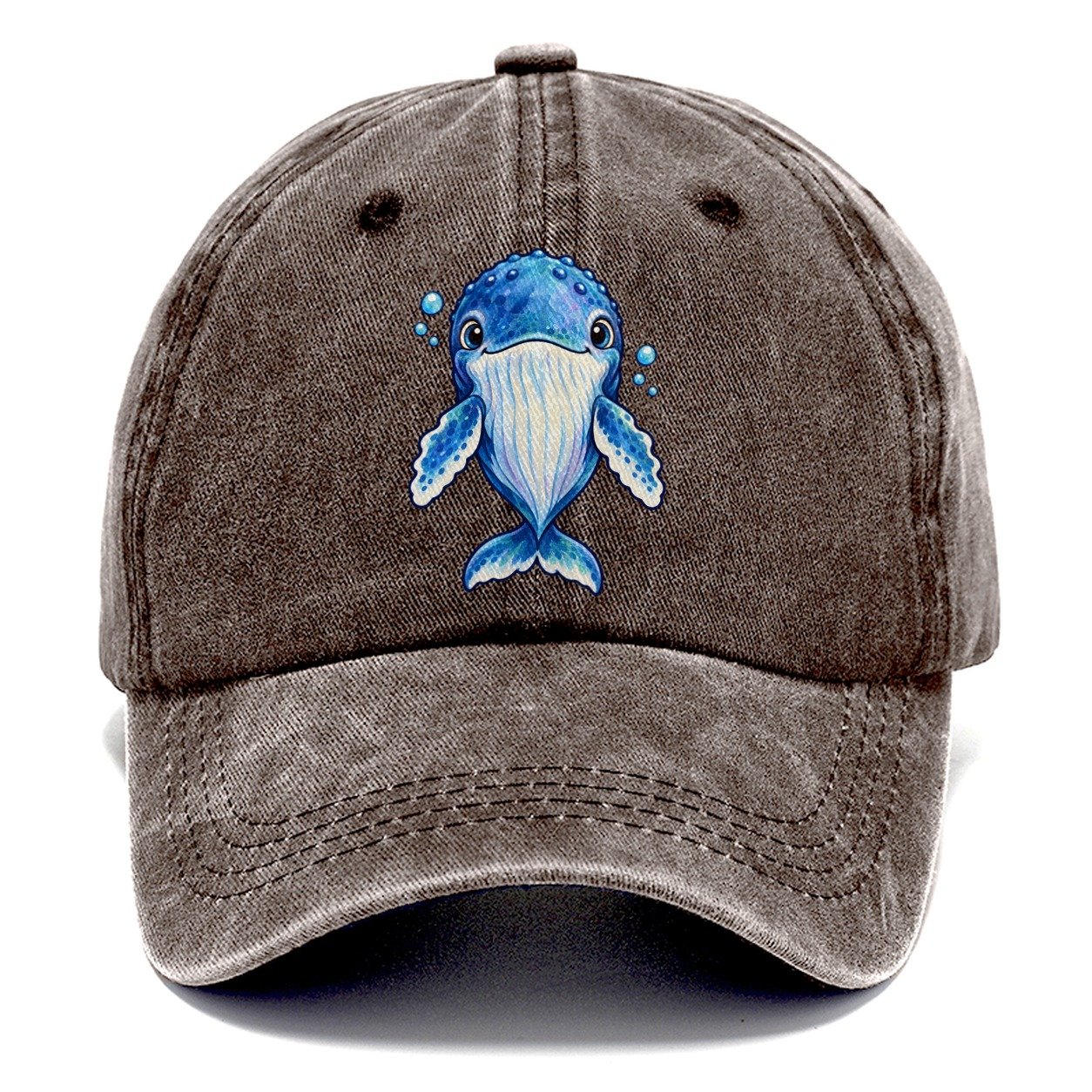Humpback Whale Front Float Sea Sprite Classic Cap – Brown