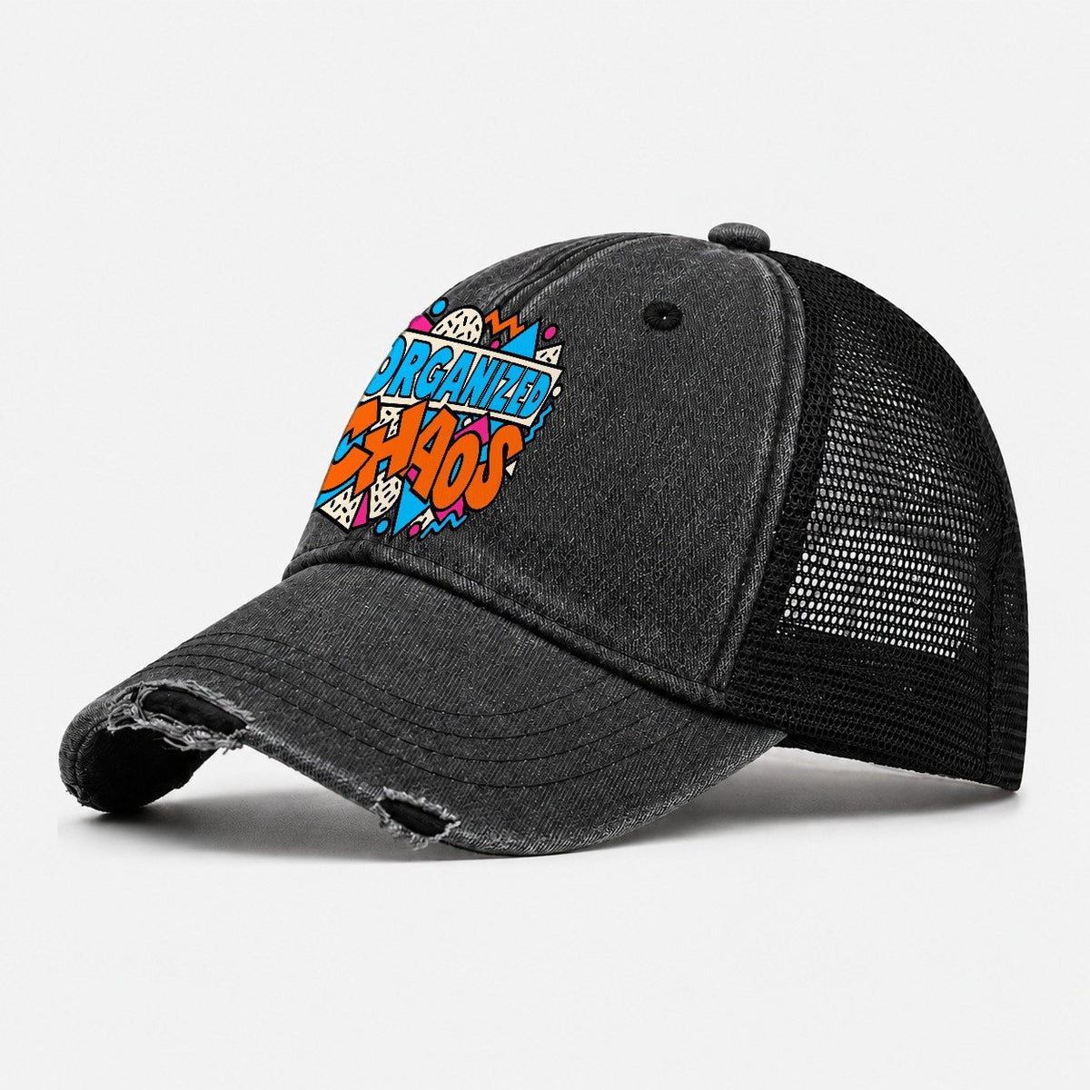 Organized Chaos Crazy Styles Washed Trucker Hat – Black