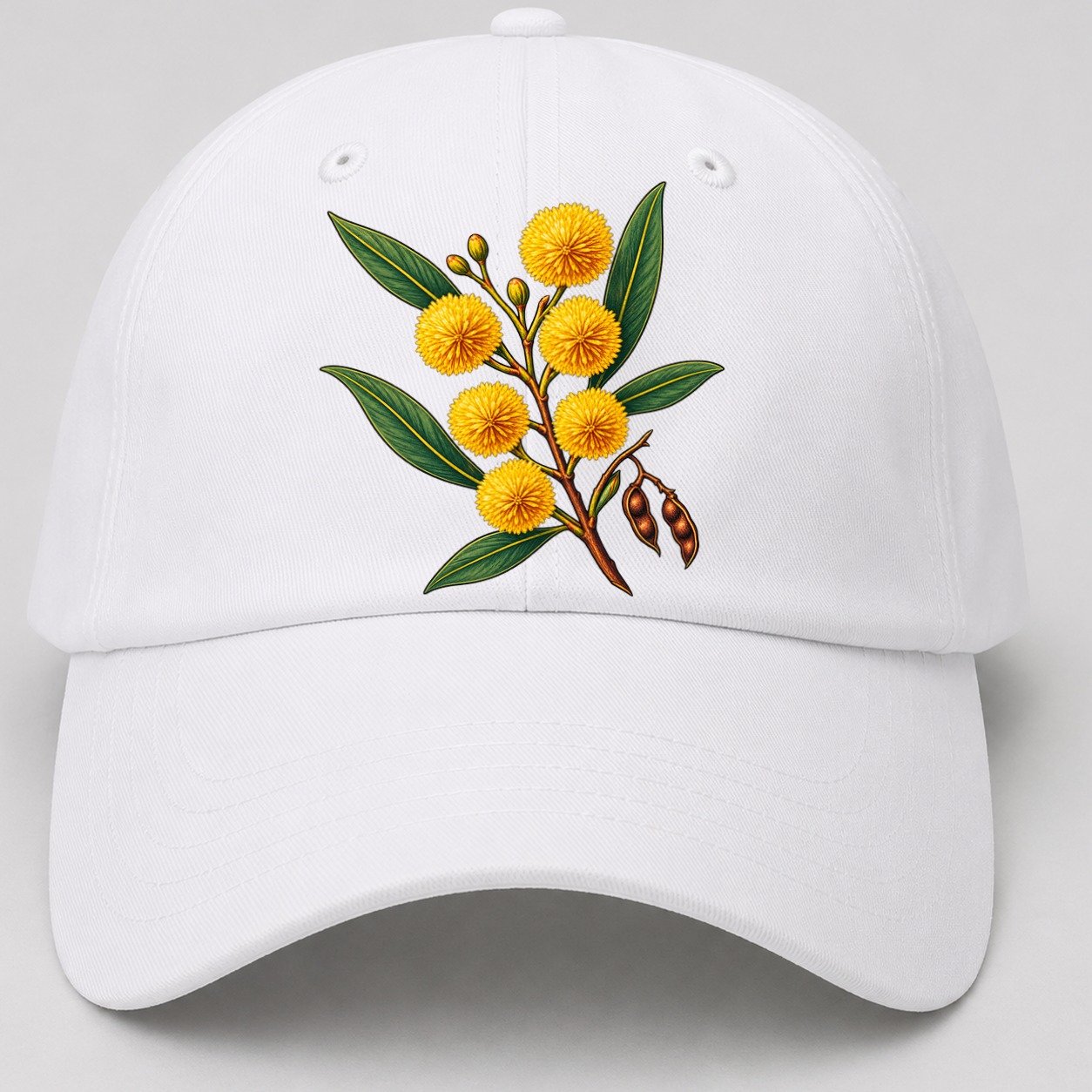 Golden Wattle Flowering Sprig Australia Cultural Icons Baseball Cap – White