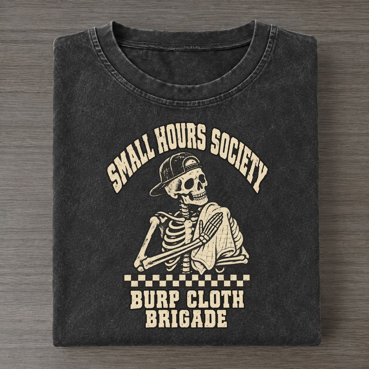 Burp Cloth Small Hours Society Vintage T-shirt – Black