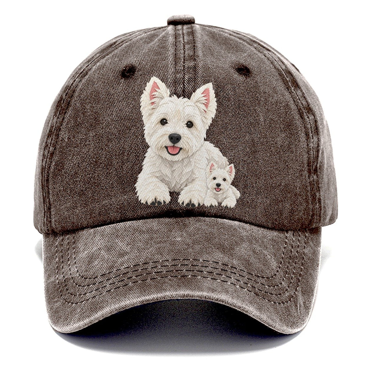 Cut-Paper Westie Lying Down Classic Cap – Brown