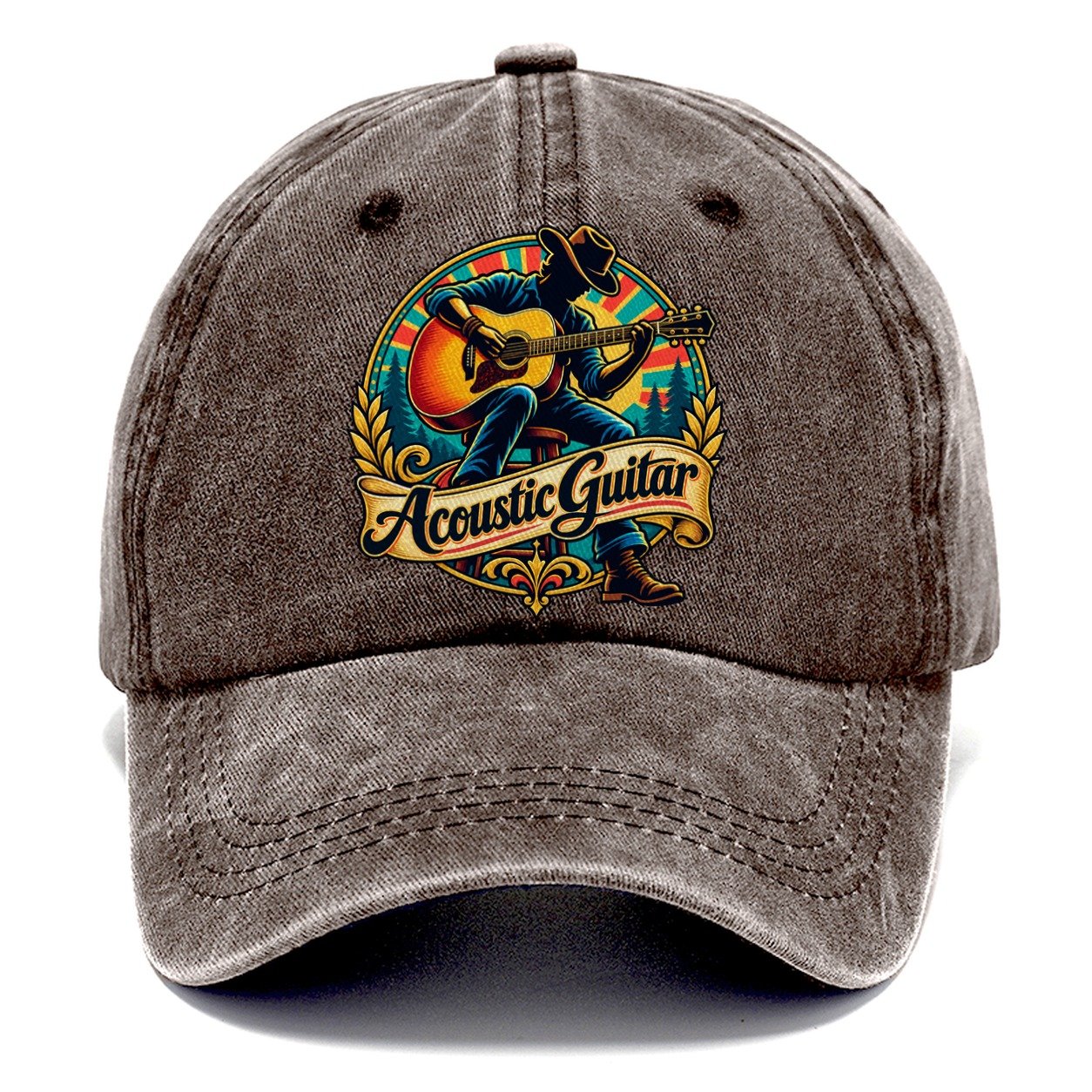 Acoustic Guitar Crest Music Instruments Classic Cap – Brown