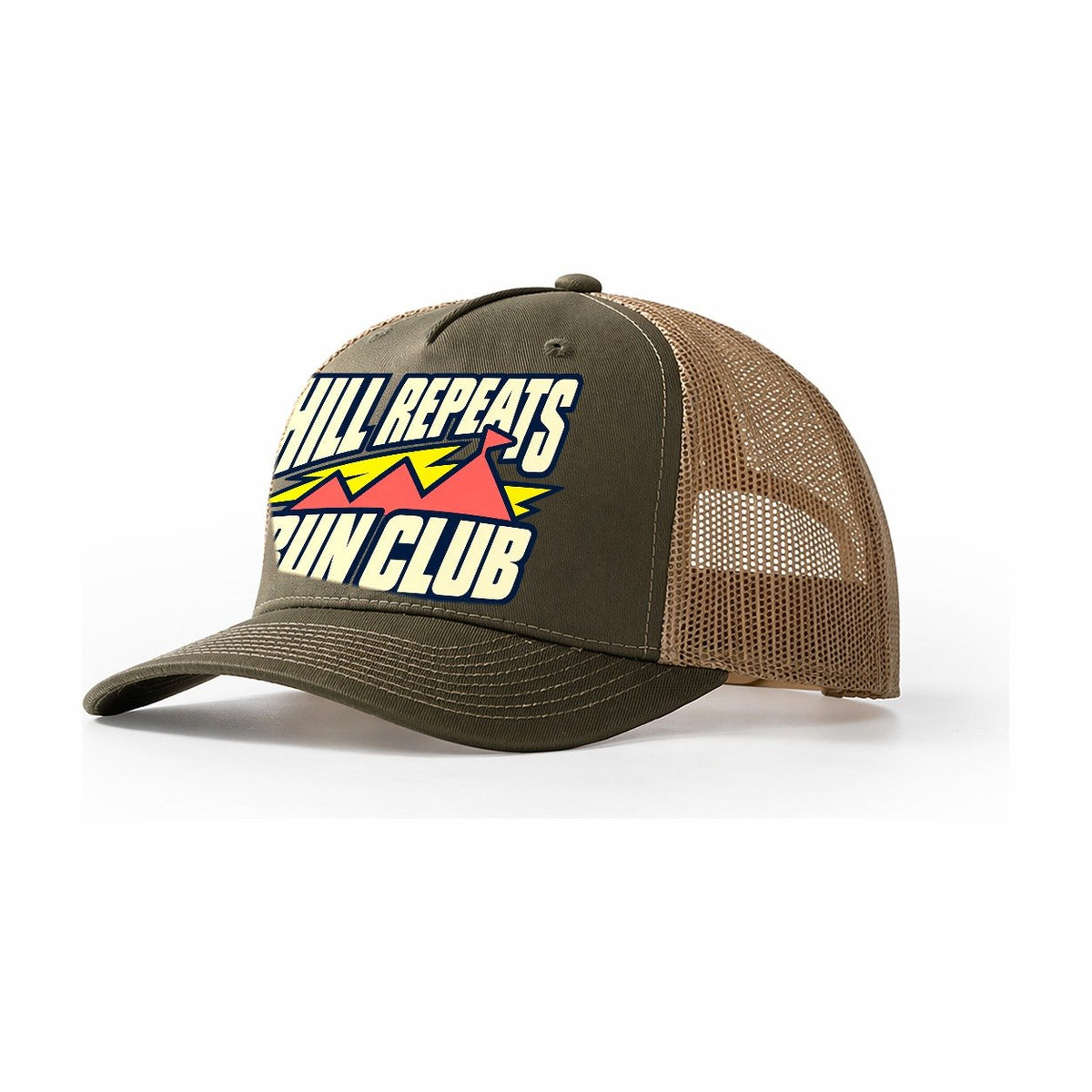 Hill Repeats Run Club 90S Running Clubs Trucker Hat – Olive Khaki