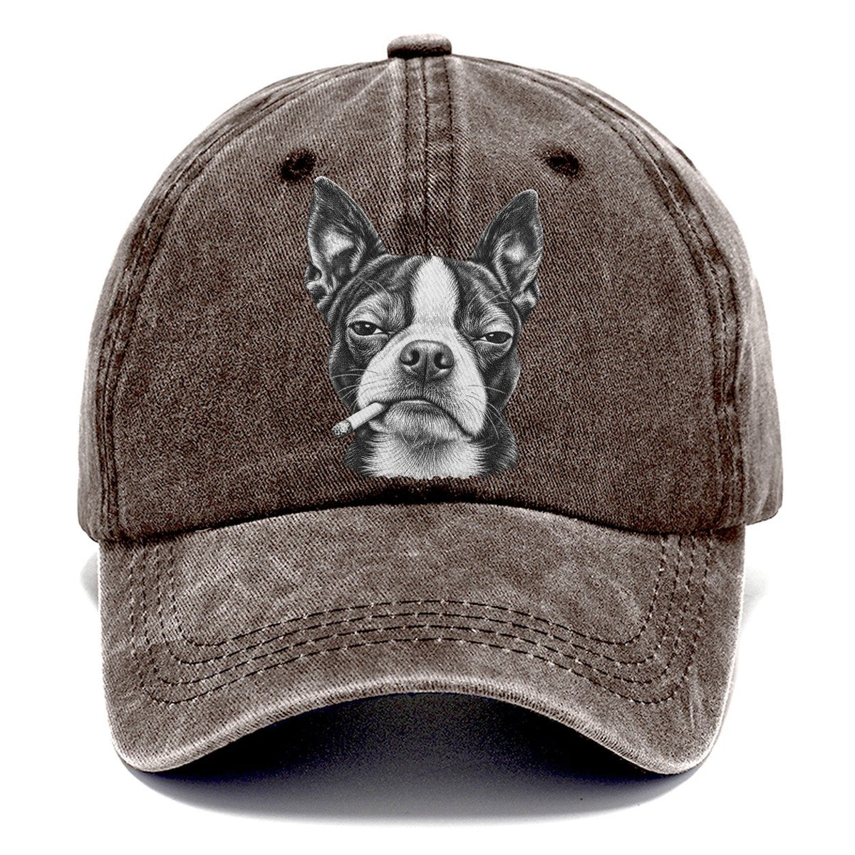 Boston Terrier Smoking Dogs Classic Cap – Brown