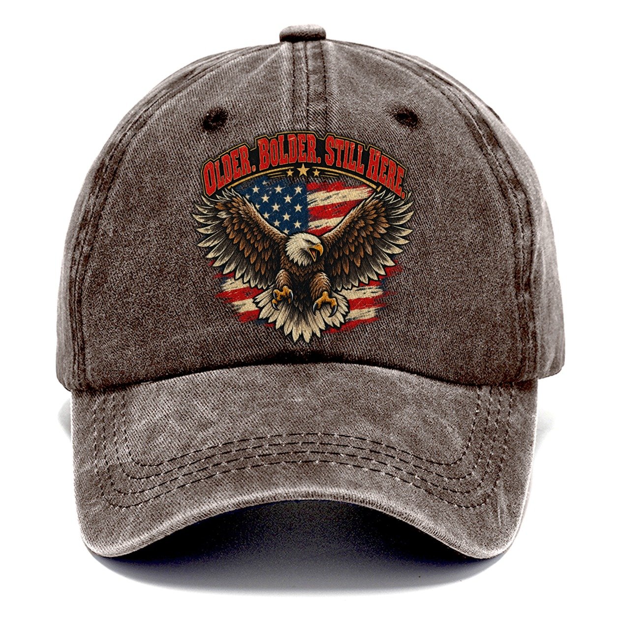 Older Bolder Still Here Old Man Strong Classic Cap – Brown
