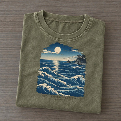 As The Waters Cover The Sea The Great Deep Vintage T-shirt – Army Green