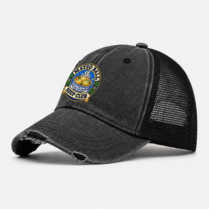 Matzo Ball Soup Club Judaism Heritage Washed Trucker Hat – Black
