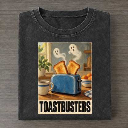 Toastbusters Painted Pop Culture Pun Vintage T-shirt – Black
