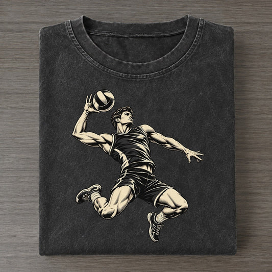 Volleyball Power Spike Global Sports Ink Figures Vintage T-shirt – Black