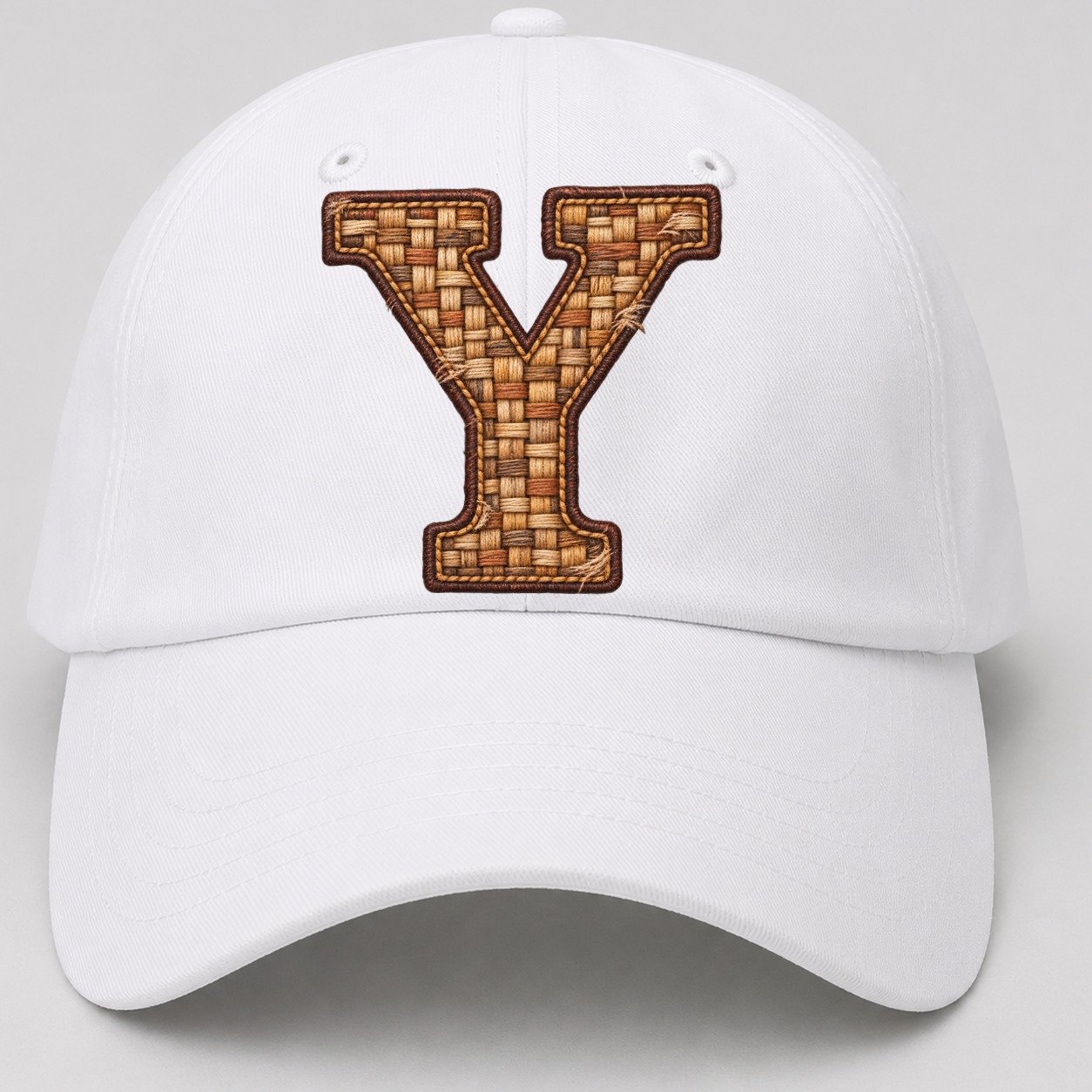 Woven Tweed Y Monogram Baseball Cap – White