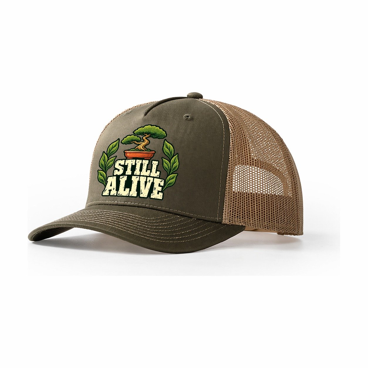 Still Alive Bonsai Trucker Hat – Olive Khaki