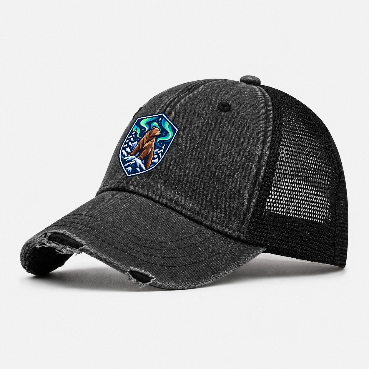 Finland Minimal Emblem Country Logos Washed Trucker Hat – Black